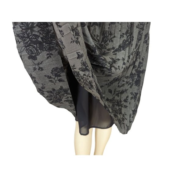 Vintage JOSEPHINE CHAUS petite black gray floral pleated skirt size 6 - Picture 3 of 5